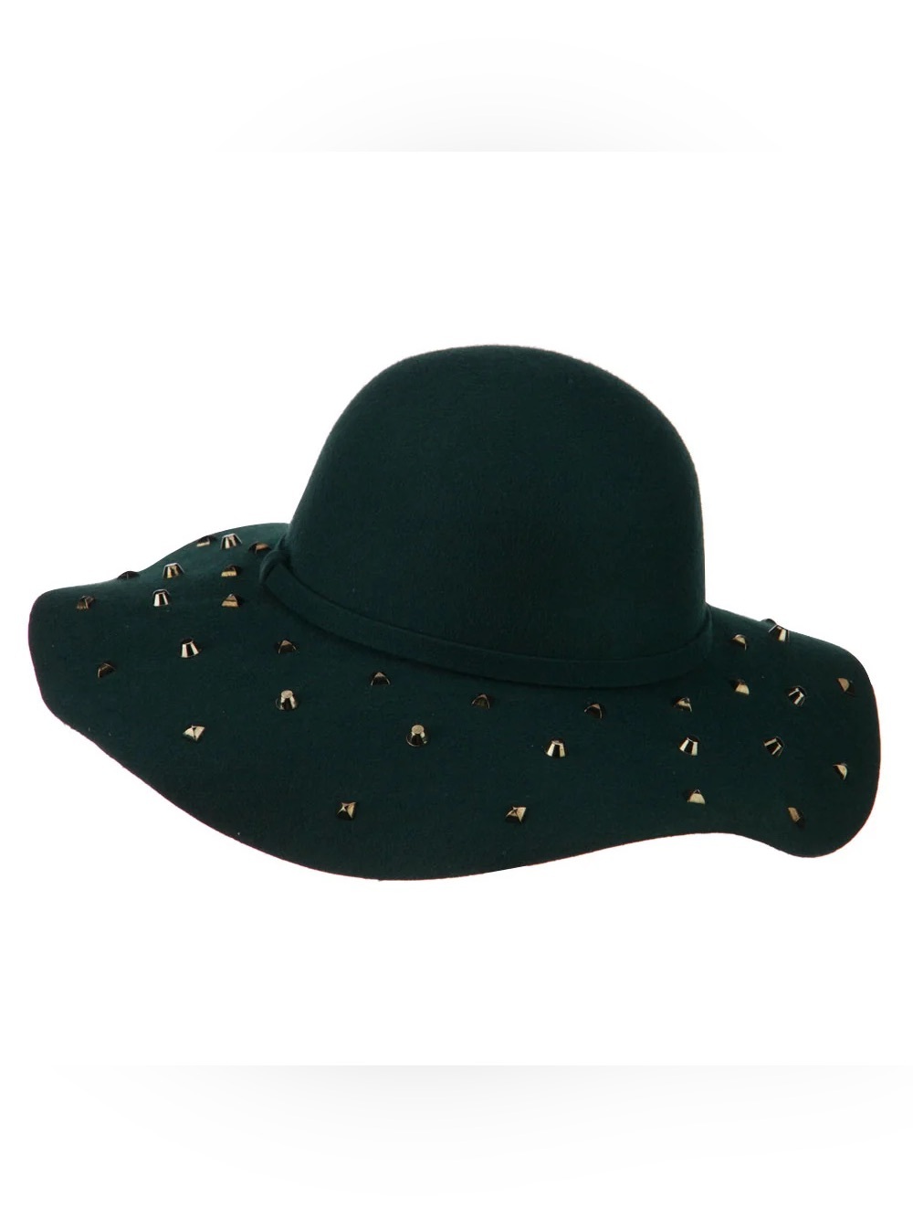 100% Wool Felt Green Studded Wide Brim Floppy Western Hat by Something Special